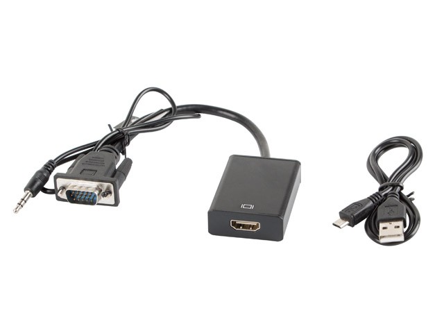 xyz - Kabel adapter Lanberg VGA (M) + Audio -> HDMI (F) czarny - abc