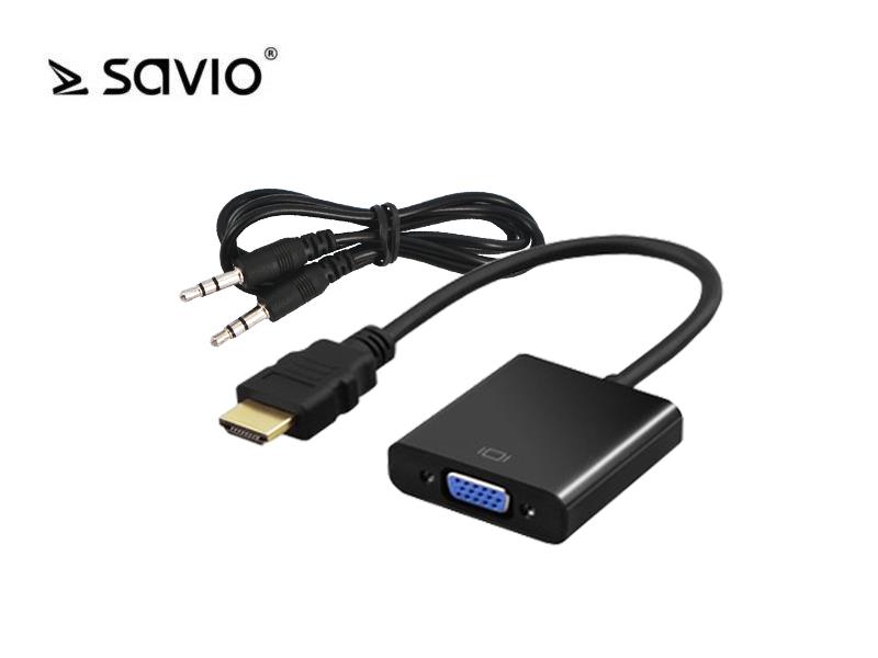 xyz - Kabel adapter Savio CL-23/B HDMI - VGA - abc