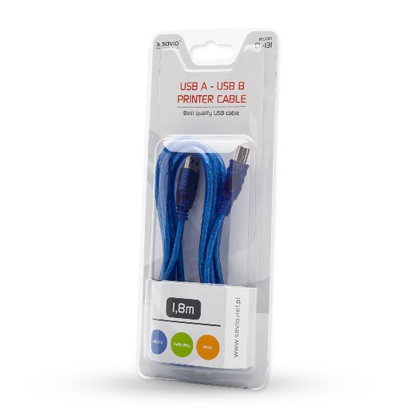 xyz - Kabel USB do drukarki Savio CL-131 1,8m - abc