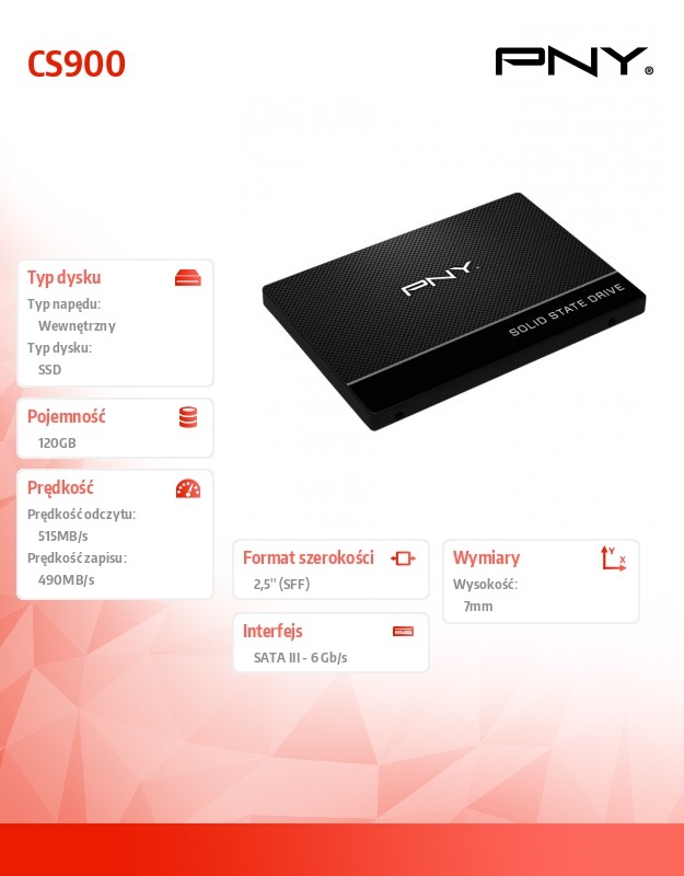 xyz - PNY SSD 120GB 2,5 SATA3 SSD7CS900 515/490MB/s - abc