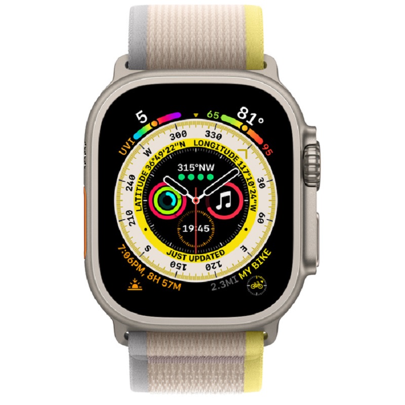 xyz - Smartwatch Apple Watch Ultra GPS + Cellular 49 mm tytan + opaska Trail żółty/beż M/L - abc