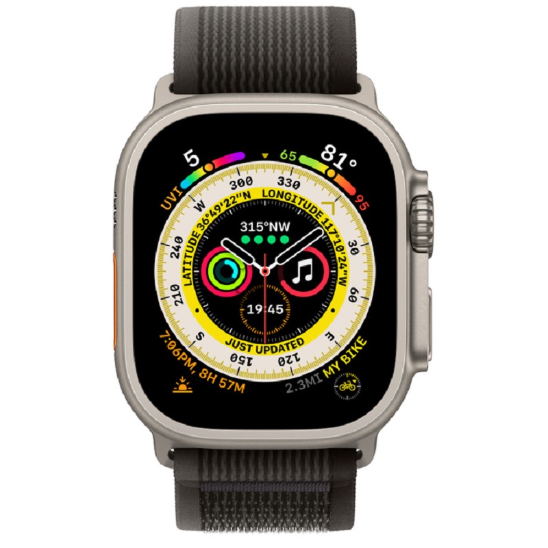 xyz - Smartwatch Apple Watch Ultra GPS + Cellular 49 mm tytan + opaska Trail czarno-szara S/M - abc