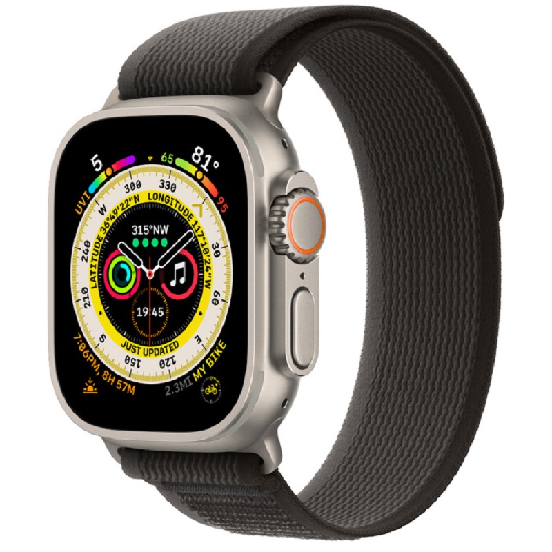 xyz - Smartwatch Apple Watch Ultra GPS + Cellular 49 mm tytan + opaska Trail czarno-szara M/L - abc