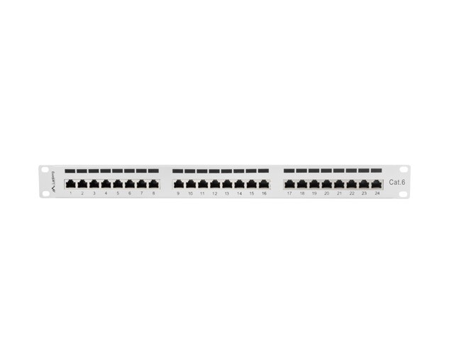 xyz - Patch panel 24 port 1U kat.6 ekranowany szary Lanberg - abc