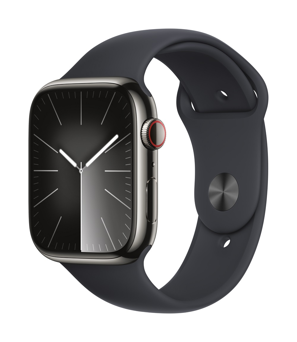 xyz - Smartwatch Apple Watch Series 9 GPS + Cellular stal nierdzewna mocny grafit 45 mm + opaska sportowa S/M północ - abc