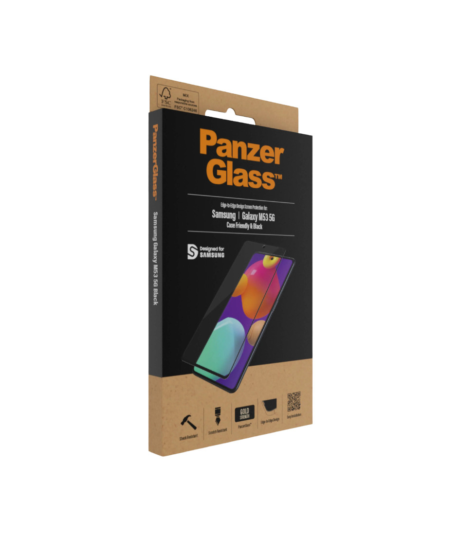 xyz - Szkło hartowane PanzerGlass E2E Regular Samsung M53 Case Friendly czarny - abc