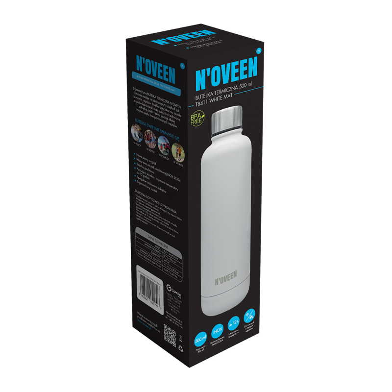 xyz - Butelka termiczna NOVEEN TB411 White Mat 500 ml biała - abc