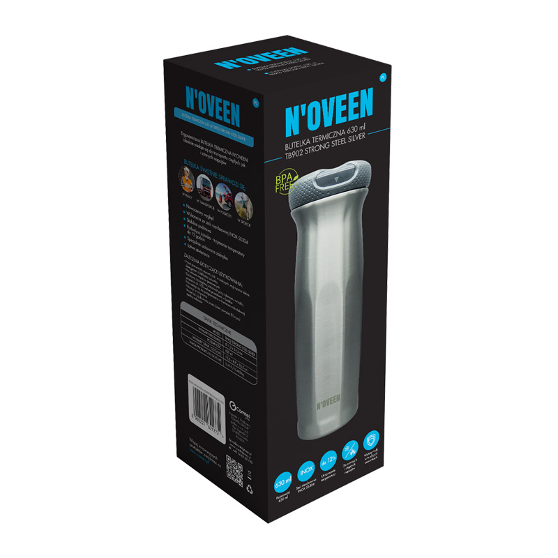 xyz - Butelka termiczna NOVEEN TB902 Strong Steel Silver 630 ml srebrna - abc