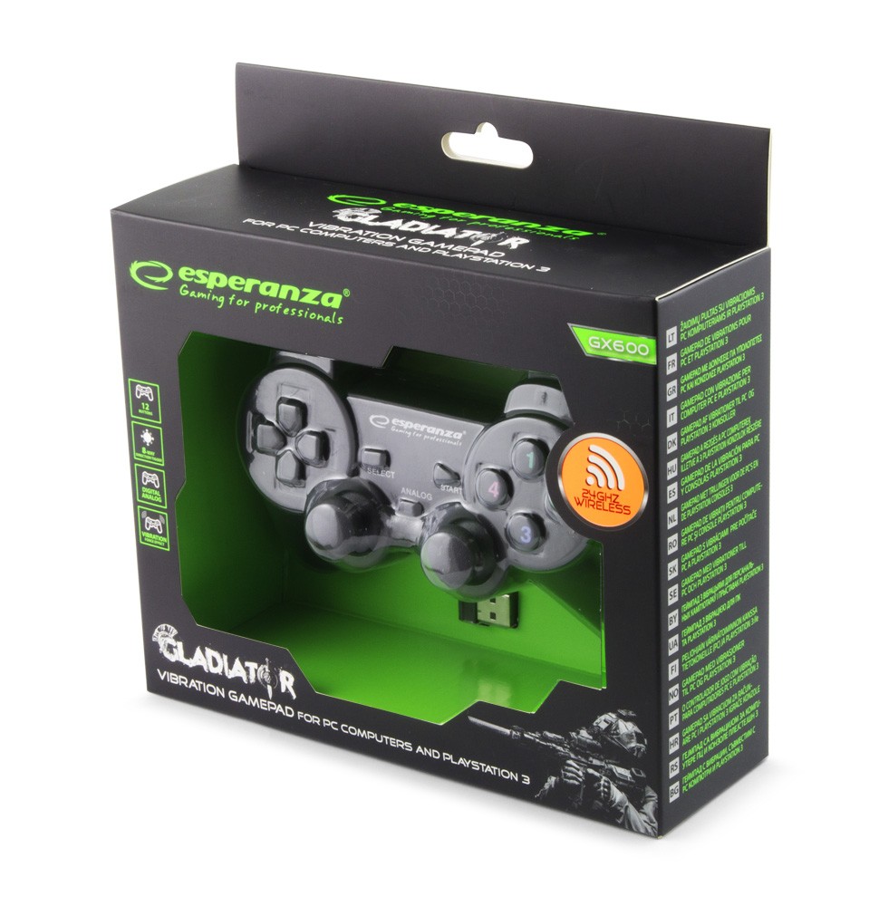 xyz - Gamepad bezprzewodowy 2.4GHz PS3/PC USB Esperanza "Gladiator" czarny - abc