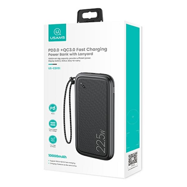 xyz - USAMS Powerbank PB56 10000mAh 22.5W 2xQC3.0+PD Fast Charge czarny/black 10KCD15101 (US-CD151) - abc