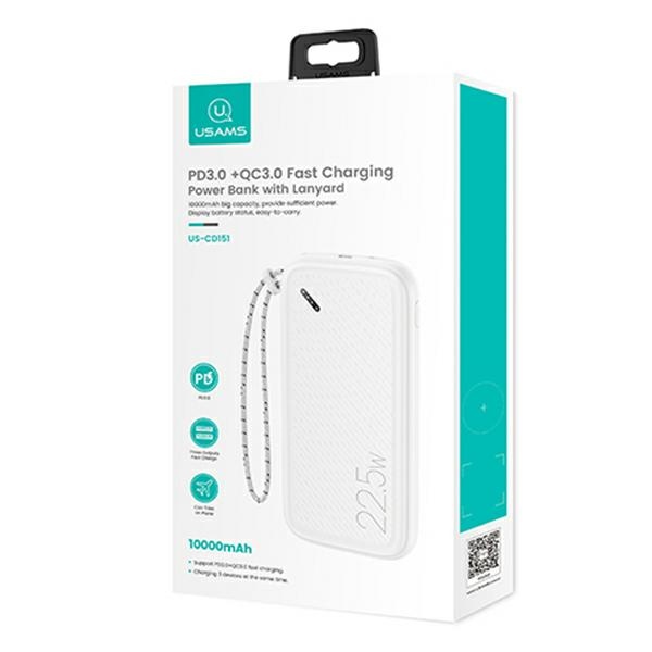 xyz - PowerBank USAMS PB56 10KCD15102 (US-CD151) 10000mAh 22.5W 2xQC3.0+PD Fast Charge biały - abc