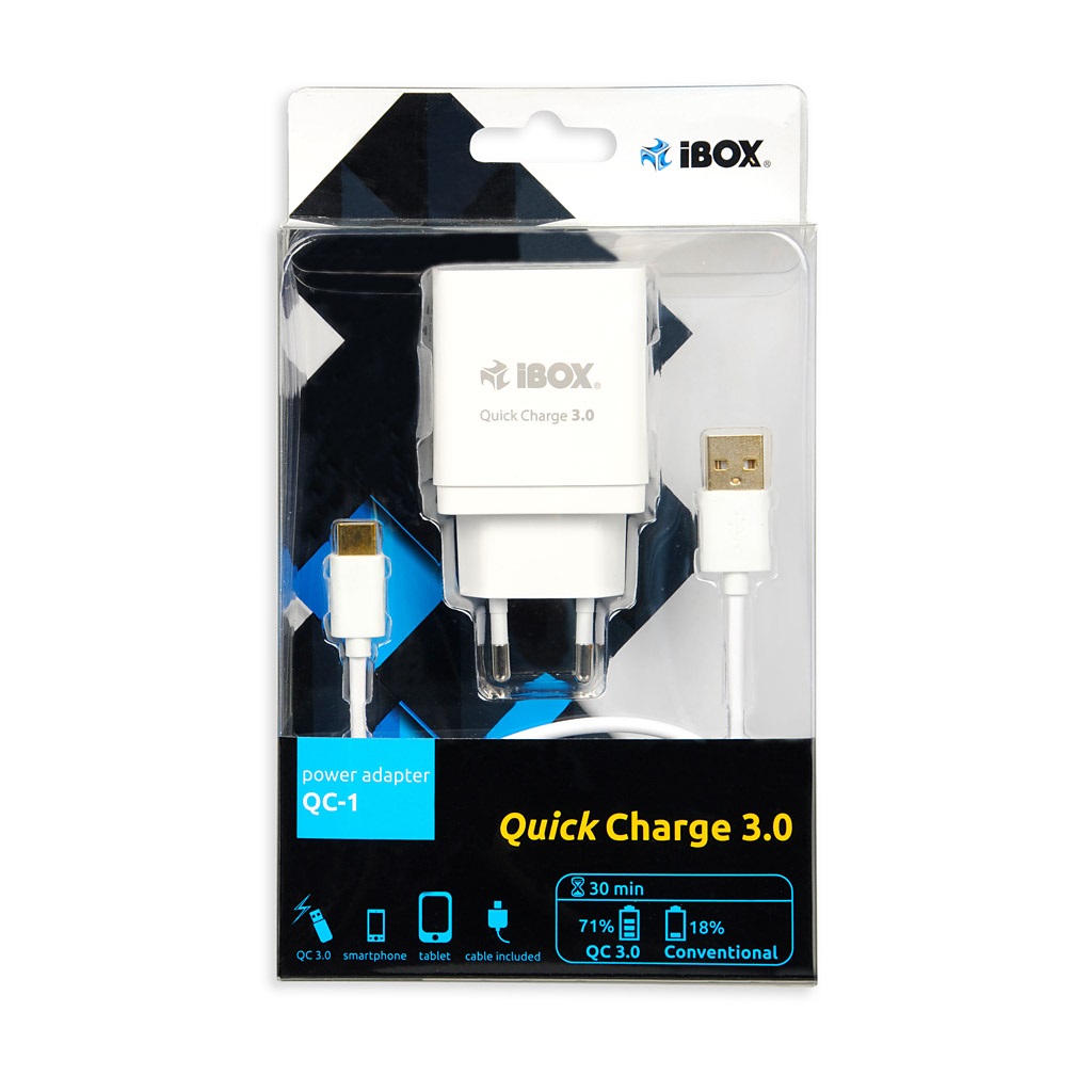 xyz - Ładowarka sieciowa iBOX QC-1 Quick Charge biała - abc