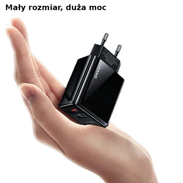 xyz - Ładowarka sieciowa USAMS T40 CC133TC01 (US-CC133) 1xUSB-C+1xUSB czarny - abc