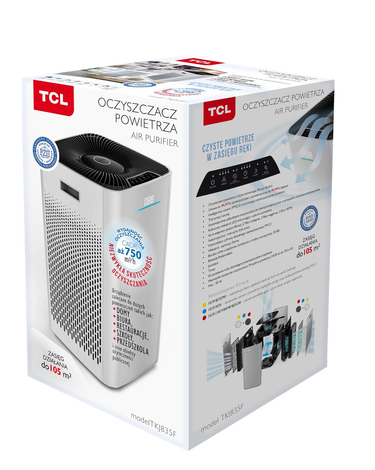 xyz - Oczyszczacz powietrza TCL TKJ835F biały - abc