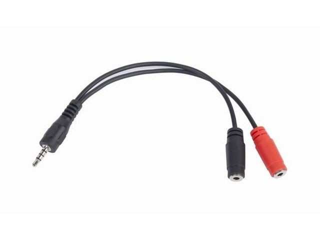 xyz - Adapter Gembird jack stereo MINI(M) 4-PIN->JACK MINI(F) X2 (SŁUCHAWKI+MIKROFON) na kablu 20CM BLACK - abc