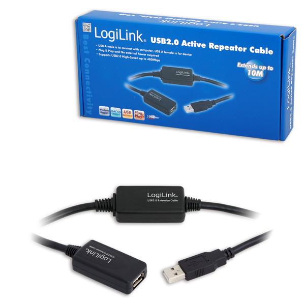 xyz - Kabel USB LogiLink UA0143 USB 2.0, aktywny wzmacniacz, 10m - abc