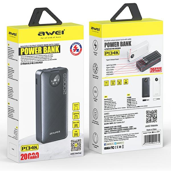 xyz - Powerbank AWEI P134K 20.000mAh czarny - abc