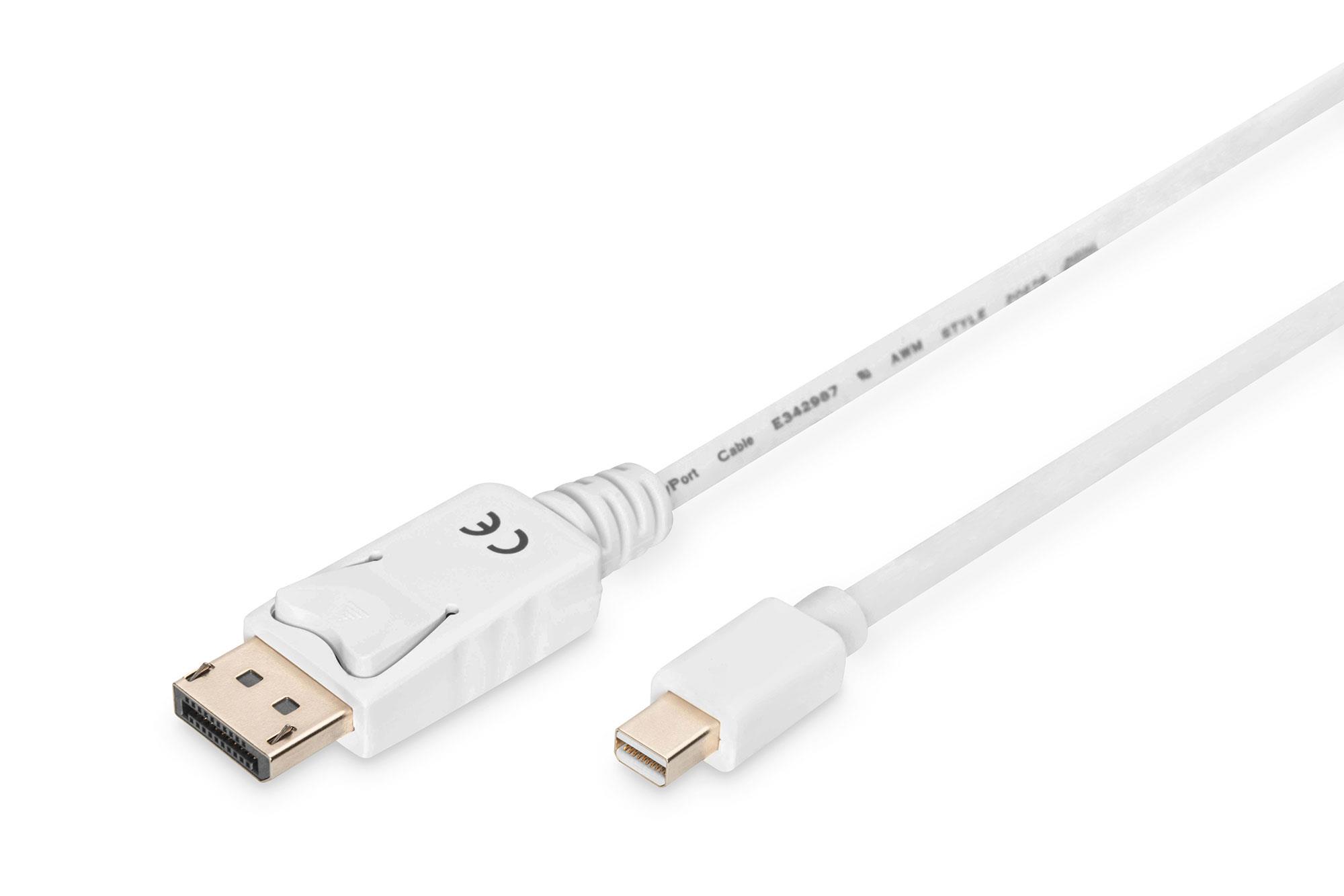 xyz - Kabel DisplayPort ASSMANN DP/M-DPmini /M, 1.1a biały, 2m - abc