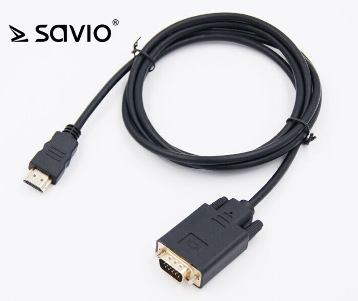 xyz - Kabel HDMI SAVIO CL-103 19pin męski - VGA męski 1,8m - abc