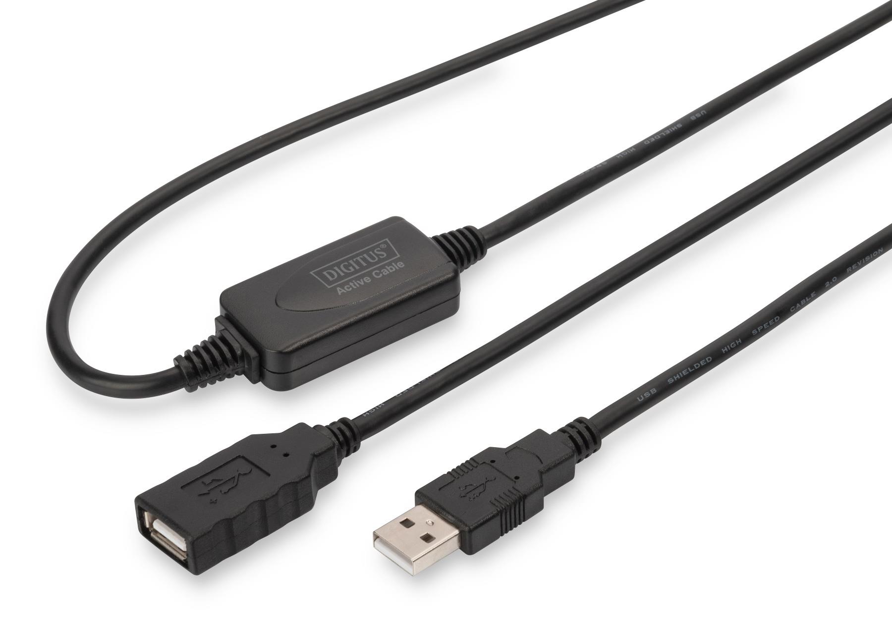 xyz - Przedłużacz USB 2.0A /M - USB A/Ż DIGITUS 10m  czarny - abc