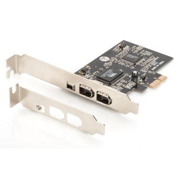 xyz - Kontroler Firewire (400) DIGITUS PCI Express, 3xZew. IEEE1394a 6pin + Mini, Low Profile - abc