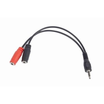 xyz - Adapter Gembird jack stereo MINI(M) 4-PIN->JACK MINI(F) X2 (SŁUCHAWKI+MIKROFON) na kablu 20CM BLACK - abc