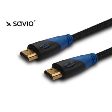 xyz - Kabel HDMI SAVIO CL-49 5m, oplot nylonowy, złote końcówki - abc