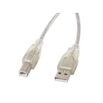 xyz - LANBERG Kabel USB 2.0 AM-BM 3M Ferryt przezroczysty - abc