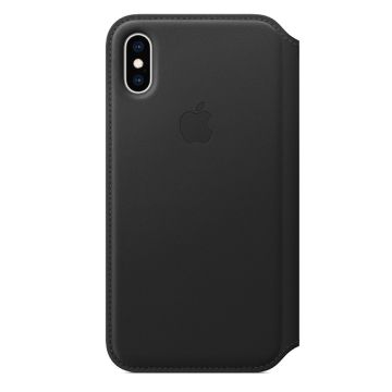 xyz - Apple Etui skórzane folio iPhone XS - czarne - abc