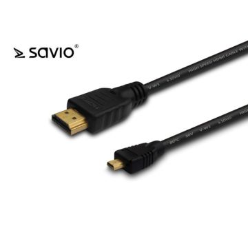 xyz - Kabel HDMI - micro HDMI CL-39 SAVIO 1m czarny, złote k. v1.4 - abc