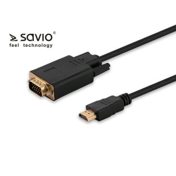 xyz - Kabel HDMI SAVIO CL-103 19pin męski - VGA męski 1,8m - abc