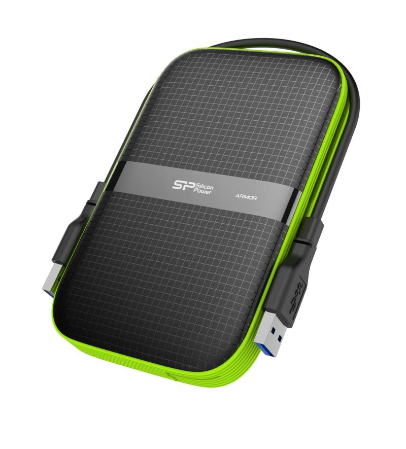 xyz - Dysk zewnętrzny Silicon Power ARMOR A60 1TB USB 3.0 BLACK-GREEN/PANCERNY wstrząso/pyło i wodoodporny IPX4 - abc
