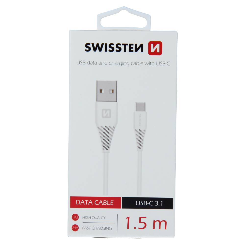 xyz - Kabel Swissten USB-A - USB-C 1.5m biały - abc