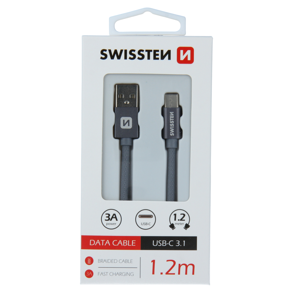 xyz - Kabel Swissten USB-A - USB-C 1.2m szary - abc