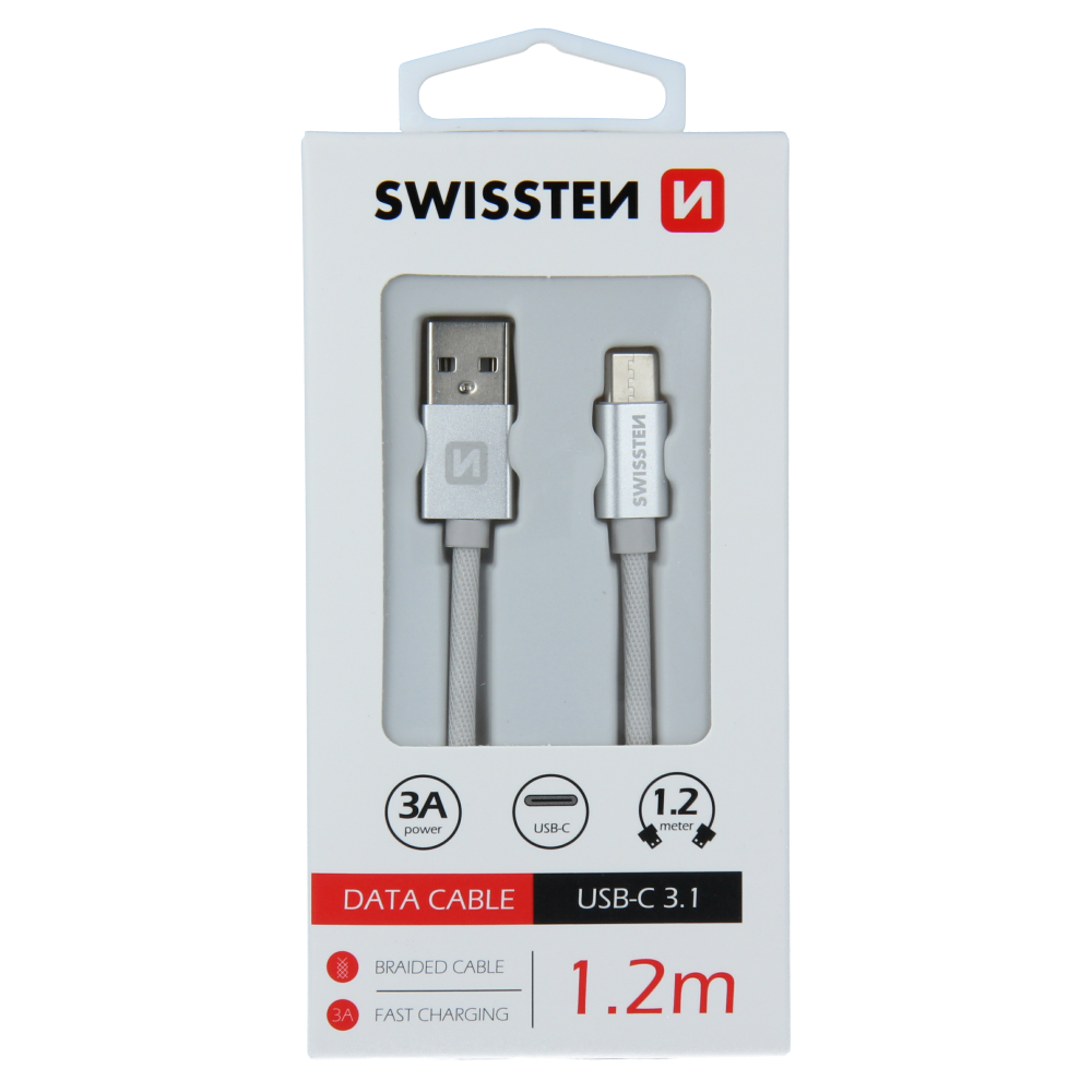 xyz - Kabel Swissten USB-A - USB-C 1.2m srebrny - abc