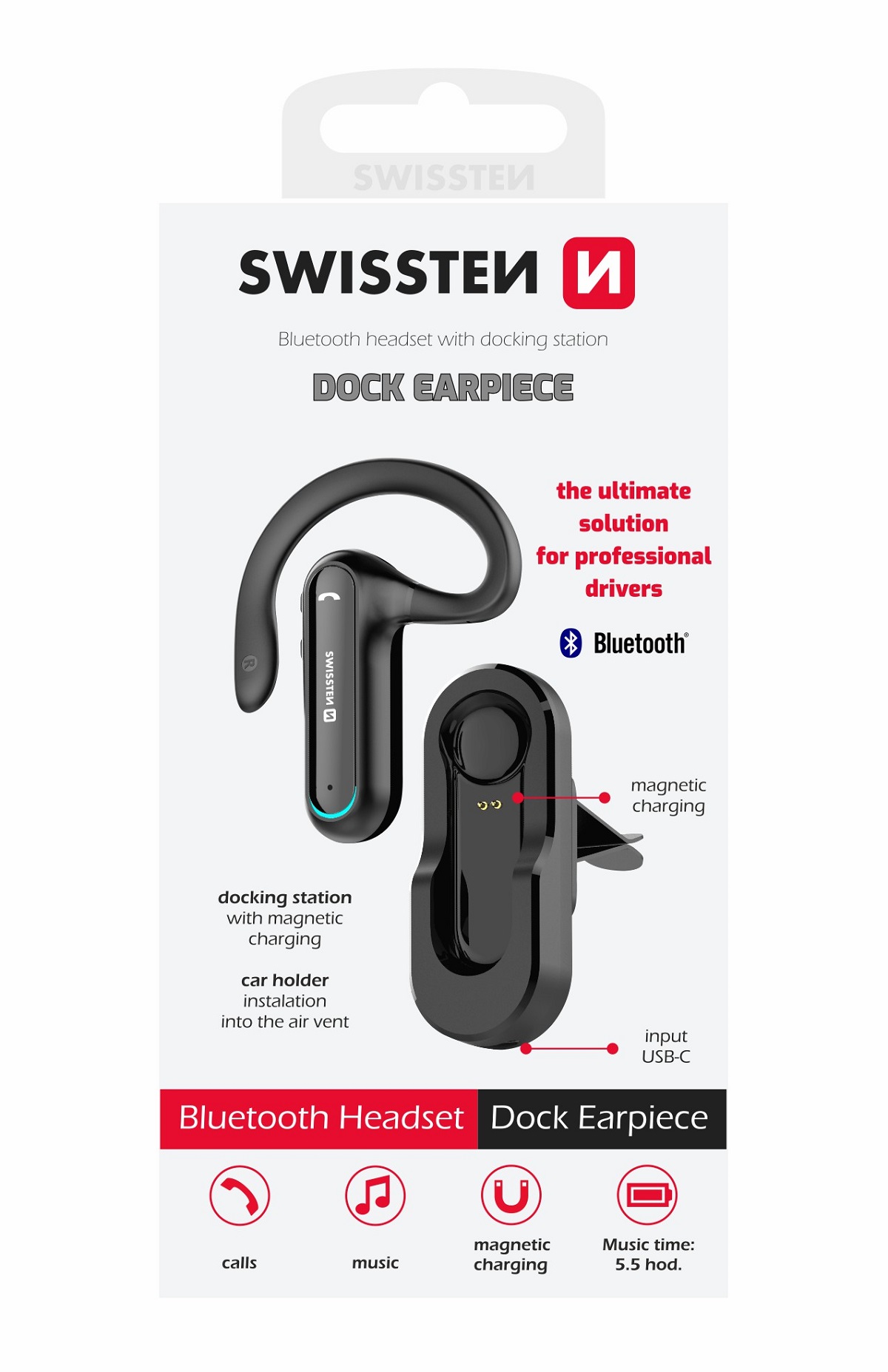 xyz - Zestaw słuchawkowy Swissten Dock Earpiece czarny - abc