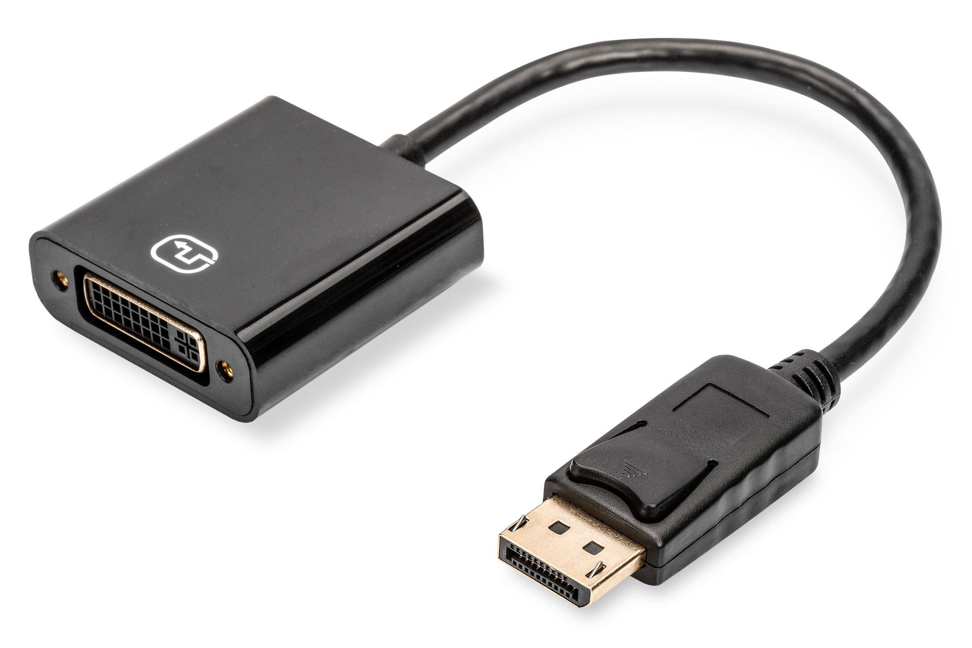 xyz - ASSMANN Kabel adapter Displayport 1.1a z zatrzaskiem Typ DP/DVI-I (24+5) M/Ż czarny 0,15m - abc