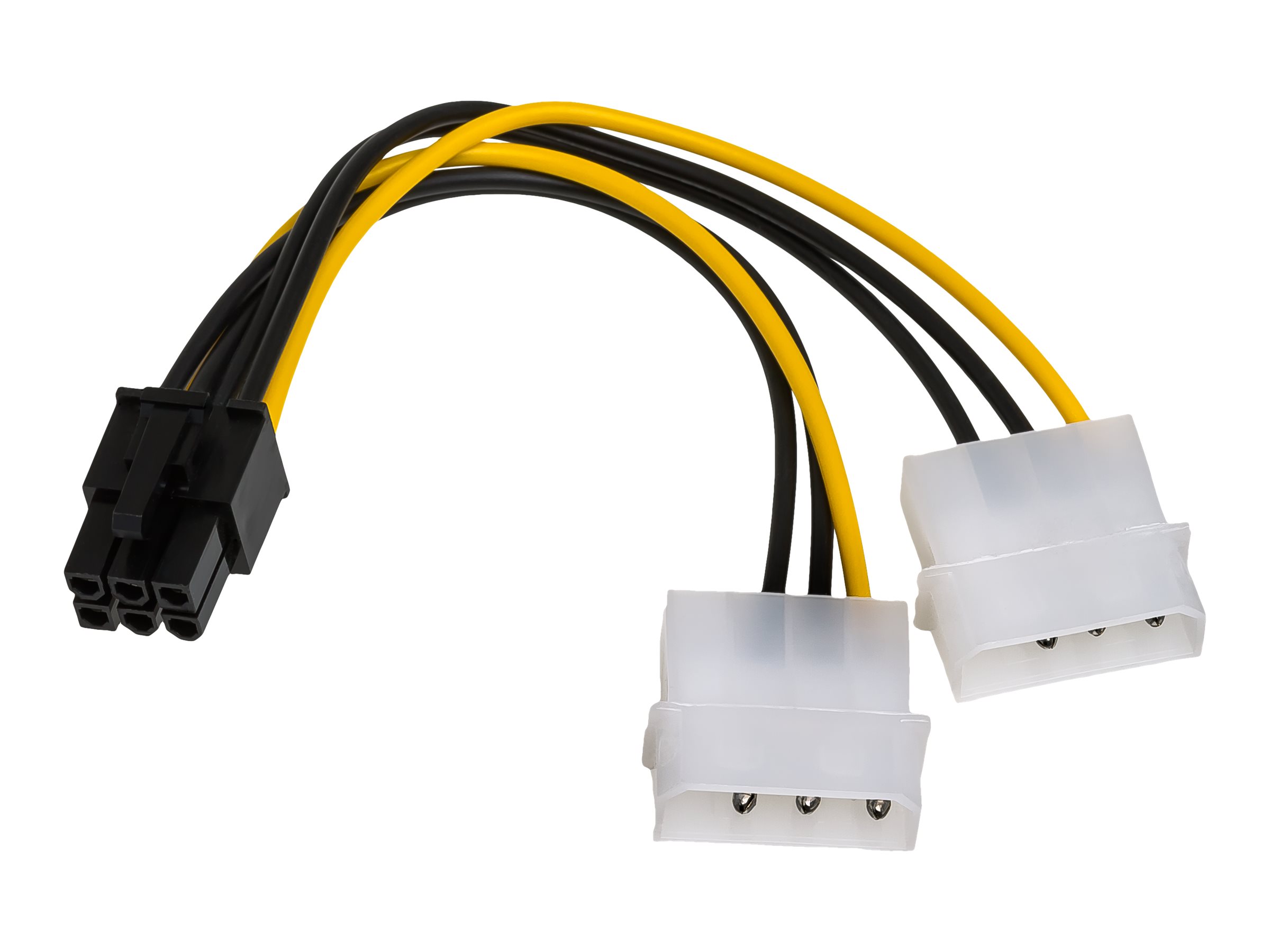 xyz - Kabel zasilający Akyga AK-CA-13 ( 2X MOLEX / PCI-E 6-pin F-M PVC 0,15m czarno-żółty ) - abc
