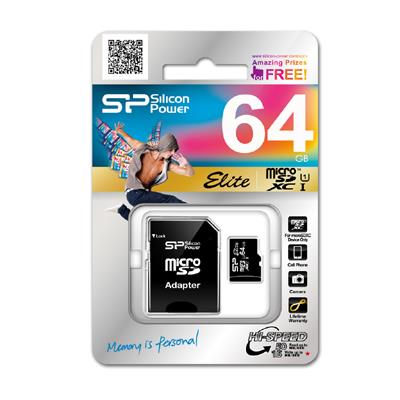 xyz - Silicon Power microSDXC 64GB CL10/UHS-1 40/15 MB/s Elite + adapter - abc